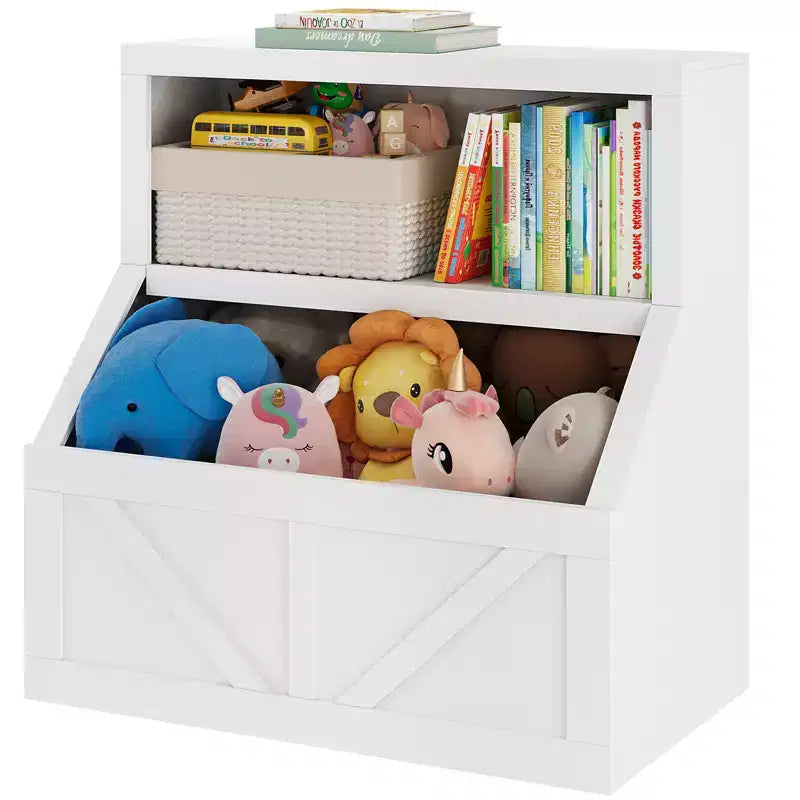 Libreria per bambini e armadietto porta-giocattoli bianco antico/bianco, 1 persona