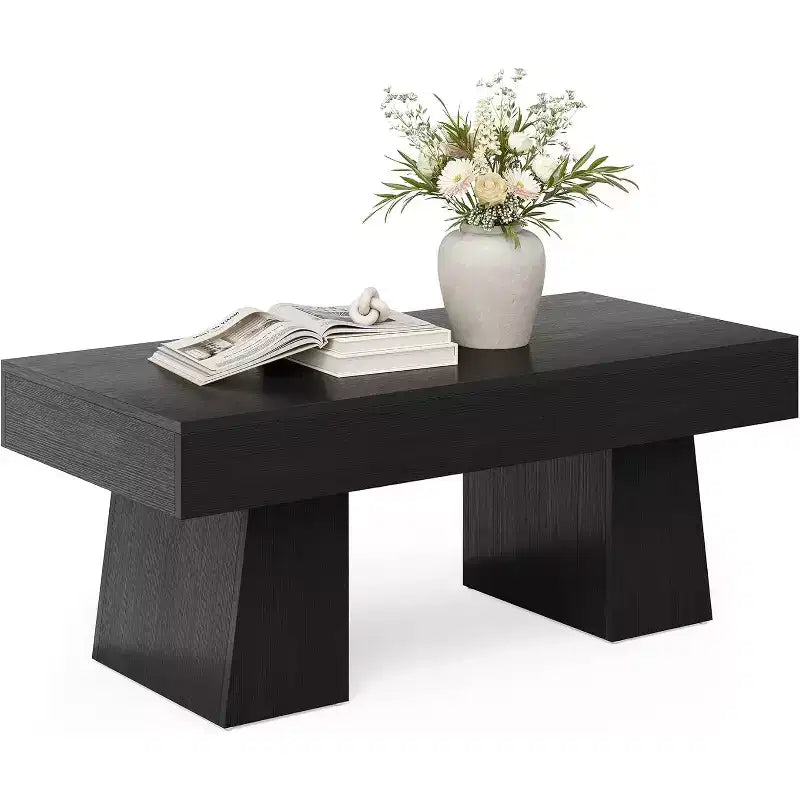Tavolino da caffè rettangolare da 119 cm – Nero / Marrone rustico / Marrone noce, Legno, Posti a sedere 1