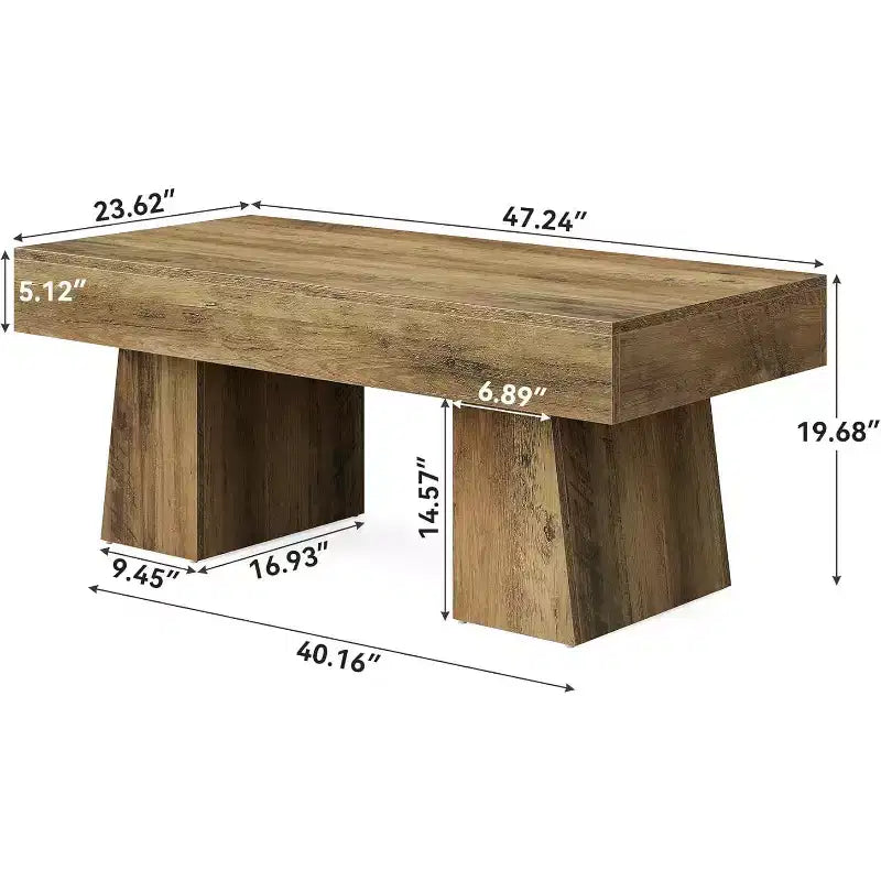 Tavolino da caffè rettangolare da 119 cm – Nero / Marrone rustico / Marrone noce, Legno, Posti a sedere 1