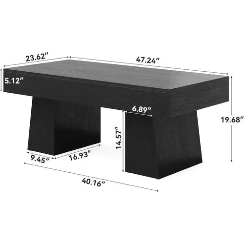 Tavolino da caffè rettangolare da 119 cm – Nero / Marrone rustico / Marrone noce, Legno, Posti a sedere 1