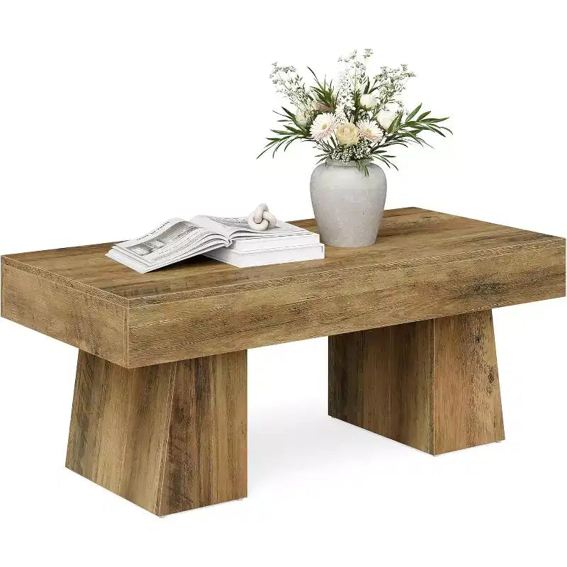Tavolino da caffè rettangolare da 119 cm – Nero / Marrone rustico / Marrone noce, Legno, Posti a sedere 1