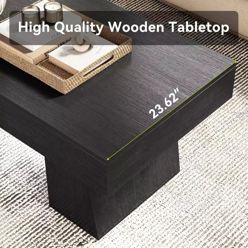 Tavolino da caffè rettangolare da 119 cm – Nero / Marrone rustico / Marrone noce, Legno, Posti a sedere 1