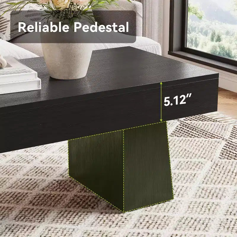 Tavolino da caffè rettangolare da 119 cm – Nero / Marrone rustico / Marrone noce, Legno, Posti a sedere 1