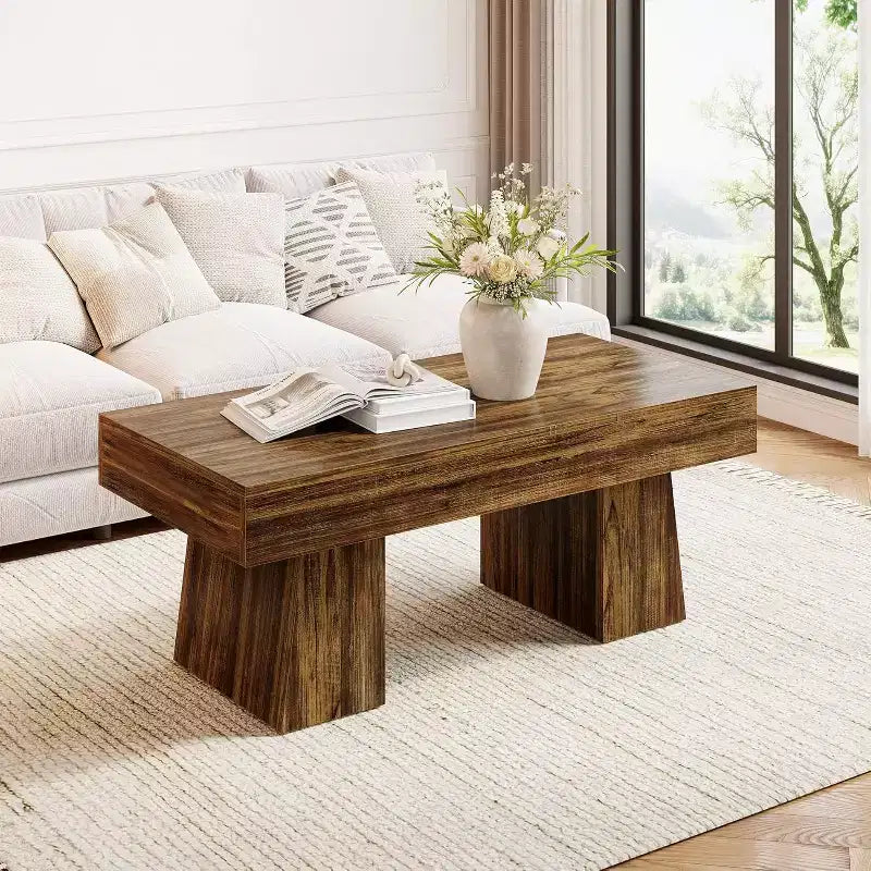 Tavolino da caffè rettangolare da 119 cm – Nero / Marrone rustico / Marrone noce, Legno, Posti a sedere 1