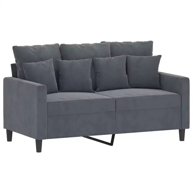 Set Divano 2 Posti in Velluto Grigio Scuro per 4