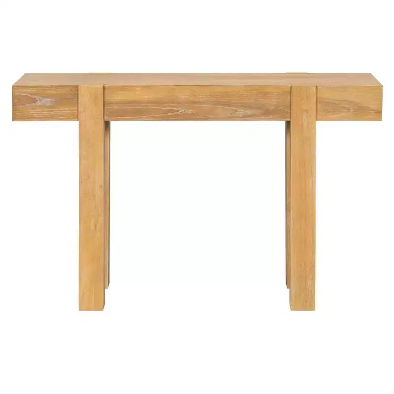 Tavolo Consolle Nero/Espresso/Legno Naturale con Cassetto e Presa di Corrente