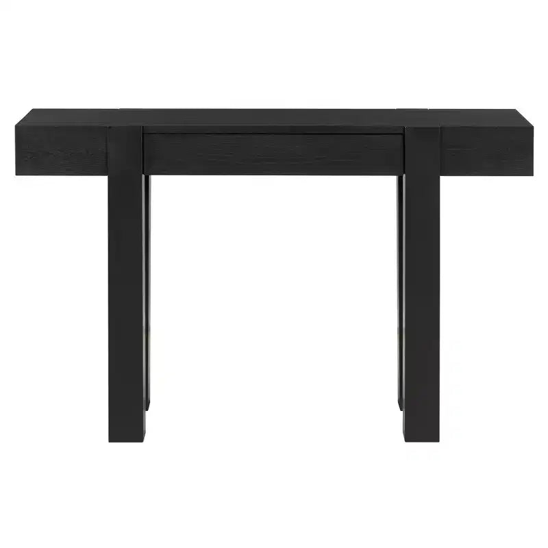 Tavolo Consolle Nero/Espresso/Legno Naturale con Cassetto e Presa di Corrente