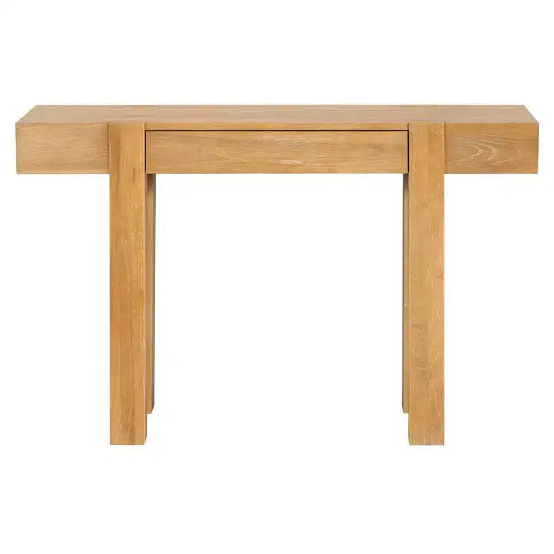 Tavolo Consolle Nero/Espresso/Legno Naturale con Cassetto e Presa di Corrente