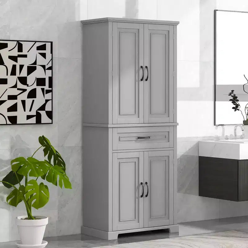 Mobile contenitore alto per bagno con cassetti e ripiani a giorno – Nero / Caffè / Grigio / Rovere / Bianco