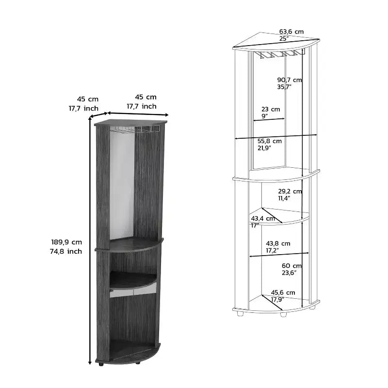 Mobile contenitore alto per bagno con cassetti e ripiani a giorno – Nero / Caffè / Grigio / Rovere / Bianco