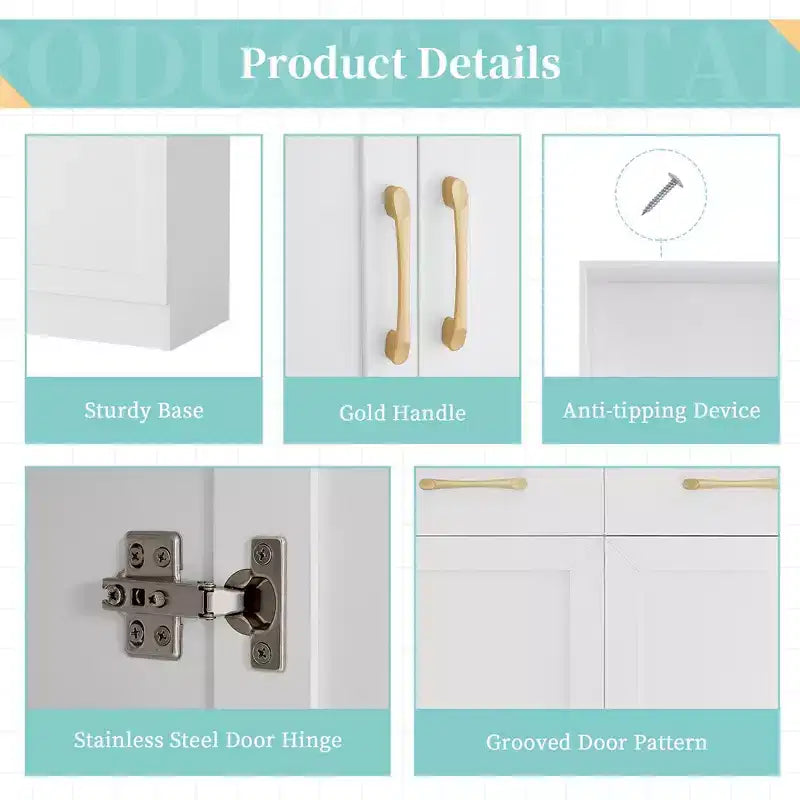 Okak Bathroom Storage Cabinet, Tall Cabinet Large Storage Cabinet with 2 Drawers and Open Shelves