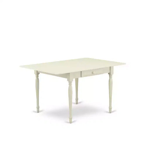 5-Piece Linen White Finish Solid Wood Top - Rectangular Upholstered Dining Room Set (Seats- 4)