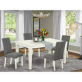 Set da pranzo quadrato 5 pezzi, bianco e grigio, 4 posti