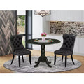 Set da pranzo ovale nero in legno e similpelle, 3 pezzi – 2 posti