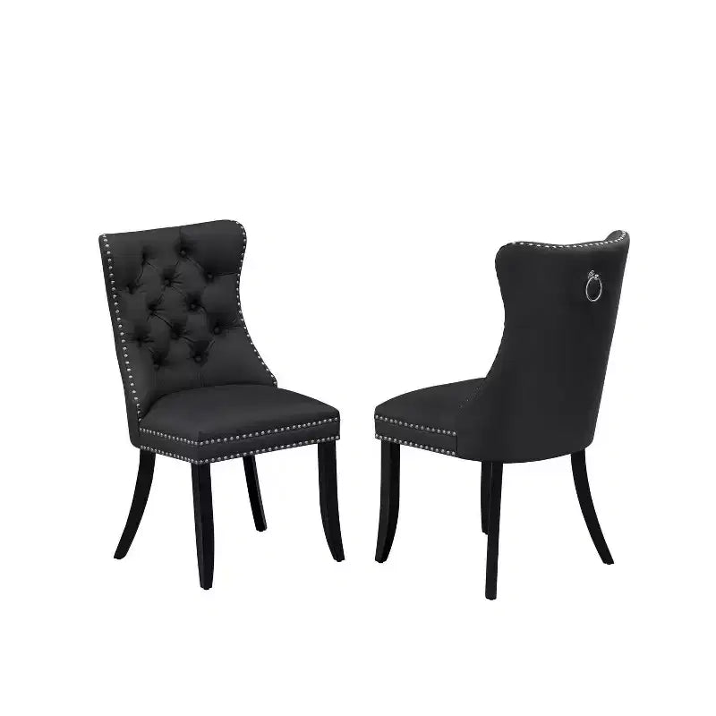 Set da pranzo ovale nero in legno e similpelle, 3 pezzi – 2 posti
