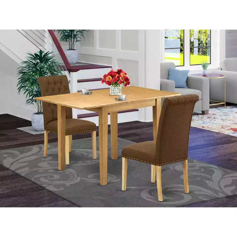 Set da pranzo da 3 pezzi marrone naturale per 2 persone