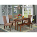Set da pranzo in stile rustico marrone, 6 pezzi, 5 posti a sedere