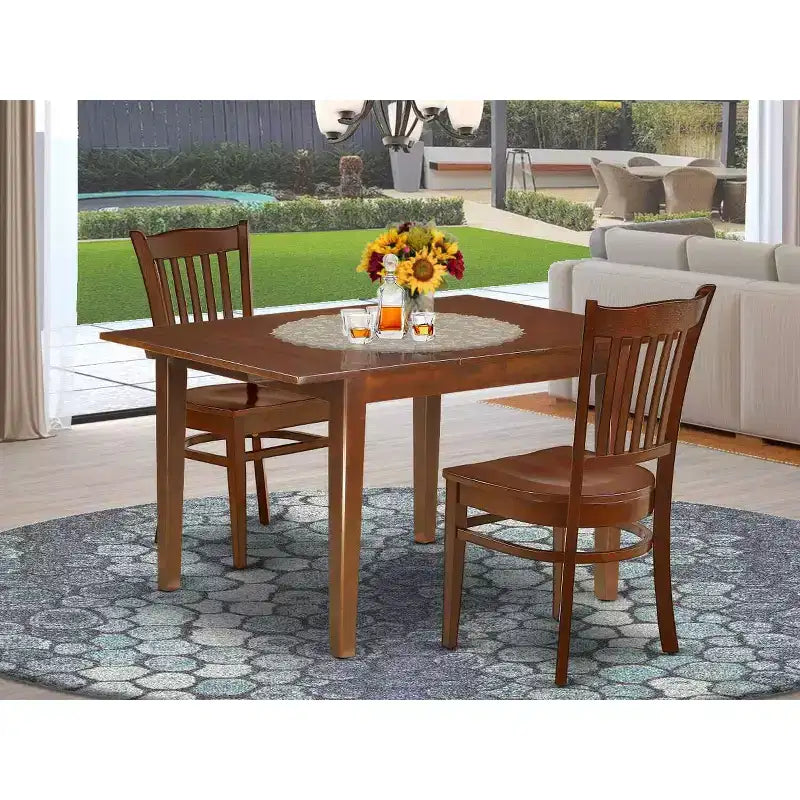 Set da pranzo rettangolare marrone, stile rustico, 4 posti (3 pezzi)