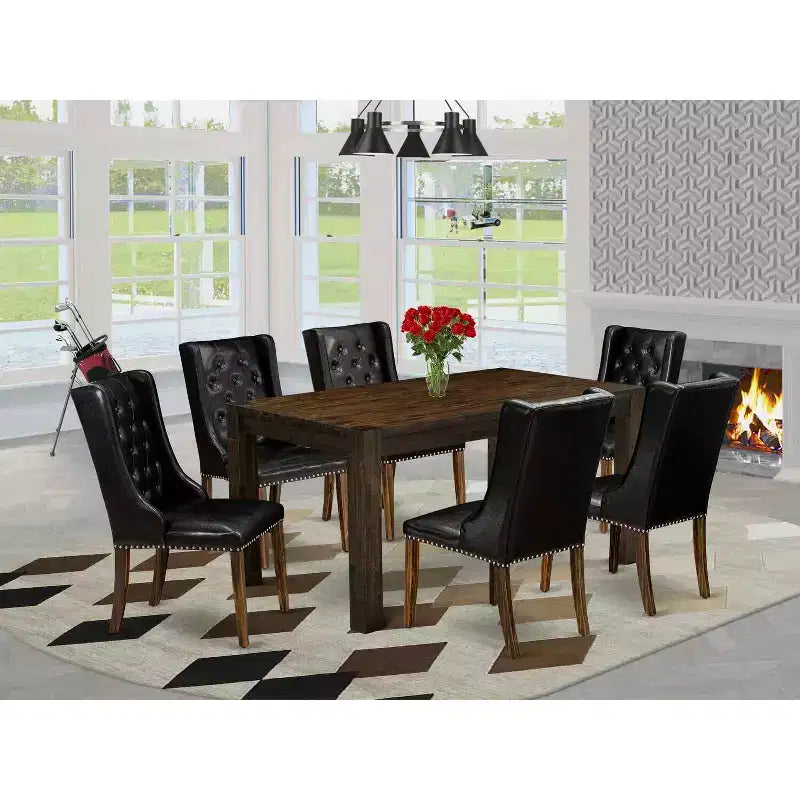 Set da pranzo marrone da 7 pezzi per 6 persone