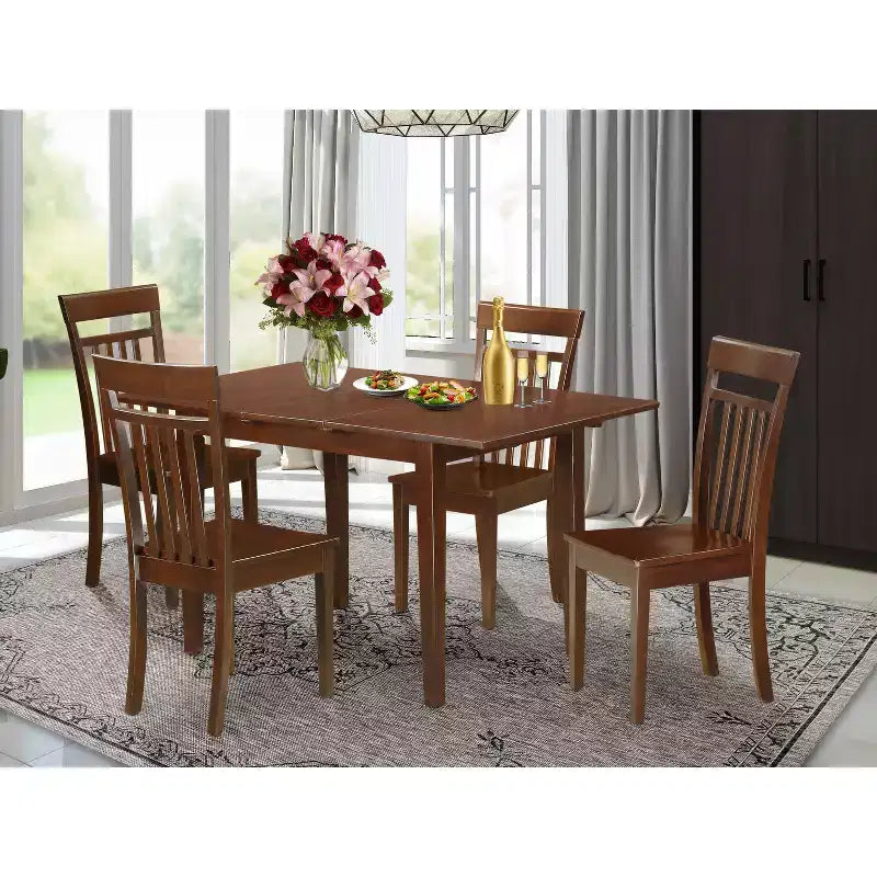Set da pranzo rettangolare in mogano 5 pezzi, 4 posti