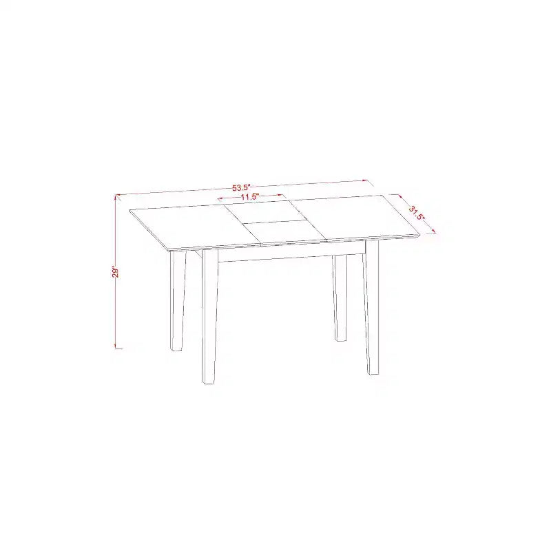 Set da pranzo rettangolare in mogano 5 pezzi, 4 posti